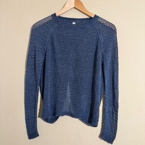 Margaret O’leary Open Knit Blue Crossover Back Sweater size XS